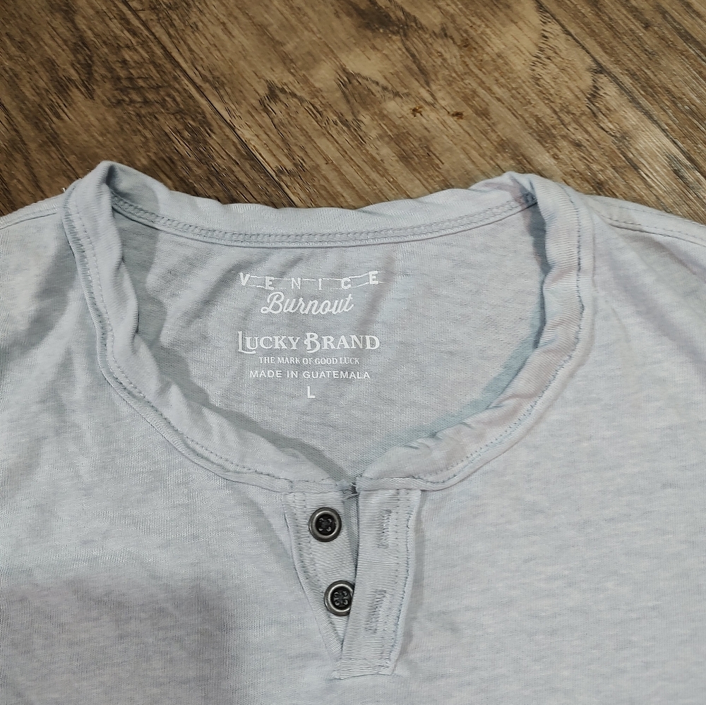 Lucky Brand Venice Burnout Top Size L Light Grey - Picture 6 of 11